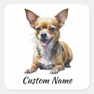 Adesivo Quadrado Seu Veículo Cachorro Chihuahua Nome Personalizado