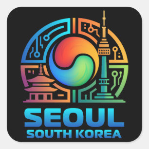 Adesivo Quadrado Seul Coreia do Sul