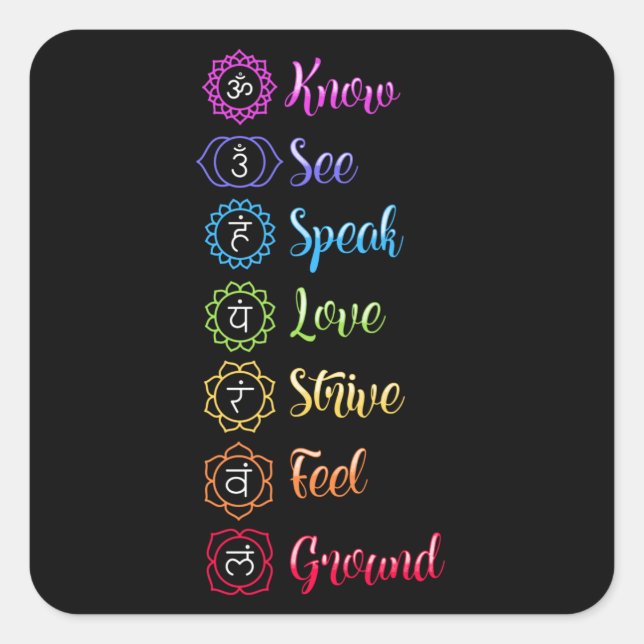 Adesivo Quadrado Seven Chakra Om Yoga (Frente)