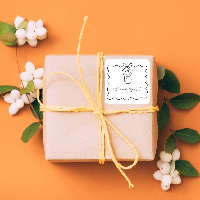 Adesivo Quadrado Sexo Cute Bebê e Arco Moderno Chá de fraldas Neutr (Criador carregado)