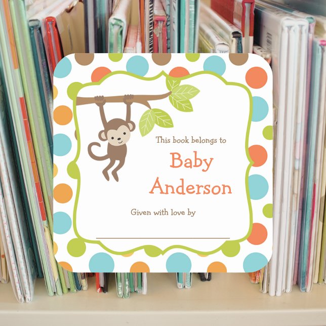 Adesivo Quadrado Sexo Neutro Boletins para Bebês Macacos (Criador carregado)