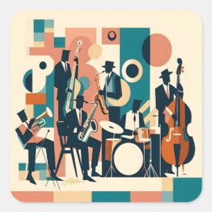 Adesivo Quadrado Sexteto da Era do Jazz de Meados do Século