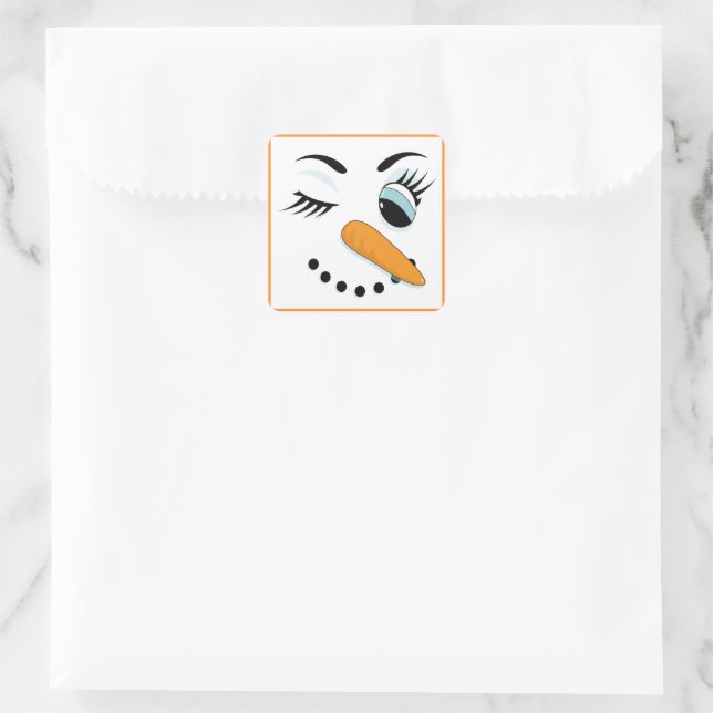 Adesivo Quadrado Sexy Snowman Cute Winking Snow Mulher (Bolsa)