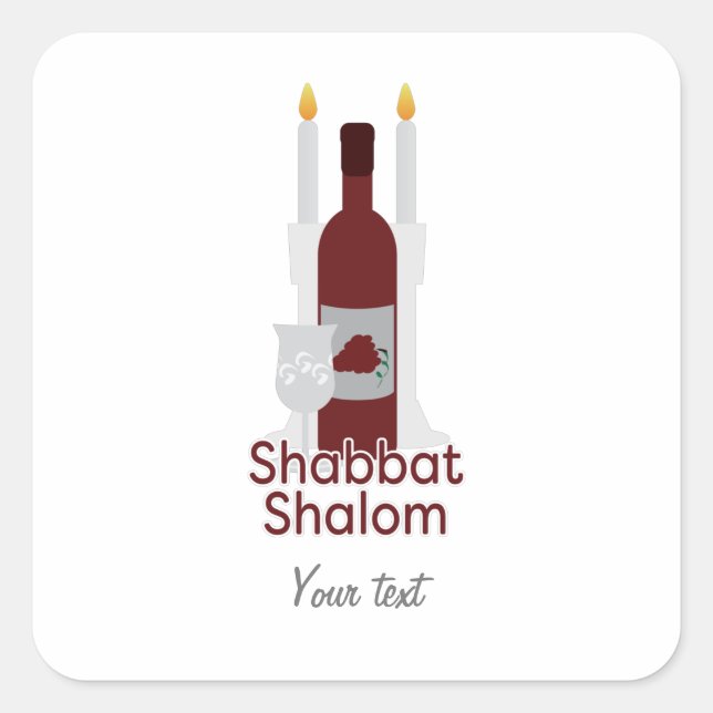 Adesivo Quadrado Shabbat Shalom Sticker (Frente)