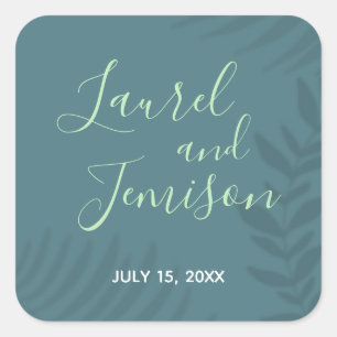 Adesivo Quadrado Shadow Palm Teal