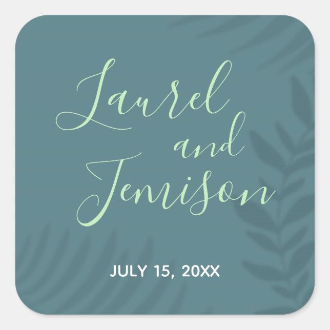 Adesivo Quadrado Shadow Palm Teal (Frente)