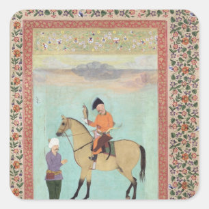 Adesivo Quadrado Shah Abbas em um cavalo que guardara um falcão