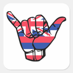 Adesivo Quadrado Shaka Hawaii Flag