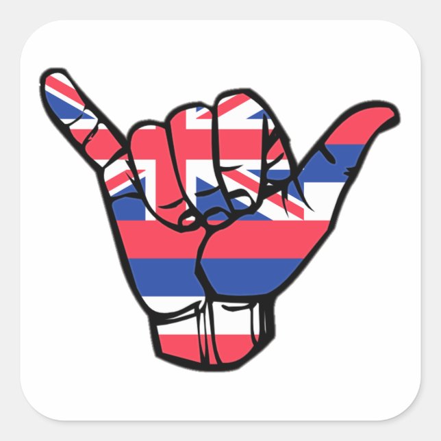 Adesivo Quadrado Shaka Hawaii Flag (Frente)