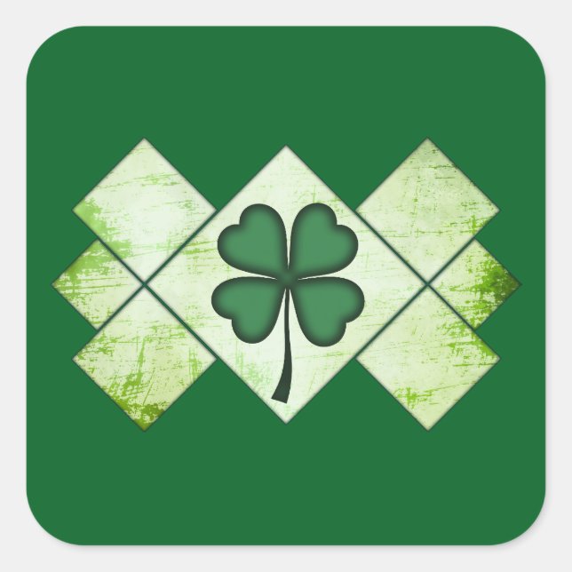 Adesivo Quadrado Shamrock Pattern St Patrick’s Day - Autocolante (Frente)