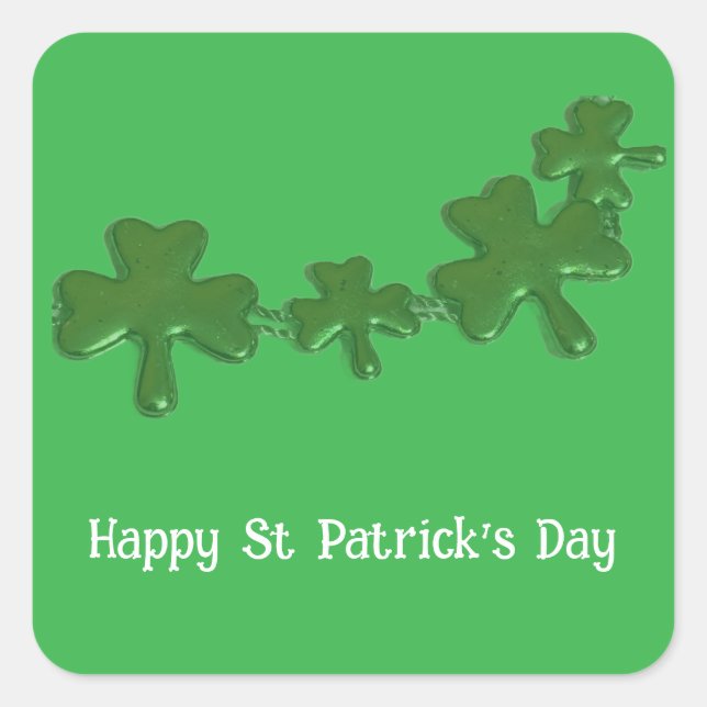 Adesivo Quadrado Shamrock St Patrick's Day Stickers (Frente)