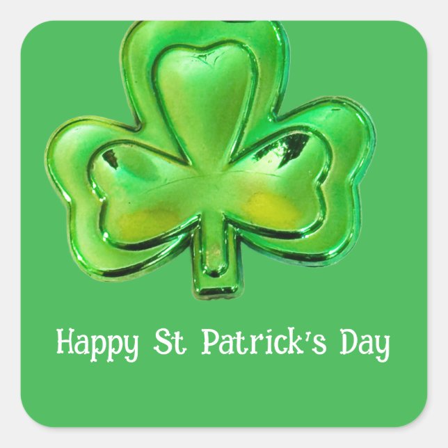 Adesivo Quadrado Shamrock St Patrick's Day Stickers (Frente)