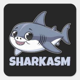 Adesivo Quadrado Sharkasm com Porbeagle Shark Baby Engraçado Pun