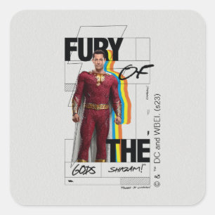Adesivo Quadrado SHAZAM! Fury of the Gods   Arte do estilo de álbum