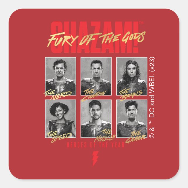 Adesivo Quadrado SHAZAM! Fury of the Gods | SHAZAMily Yearbook (Frente)