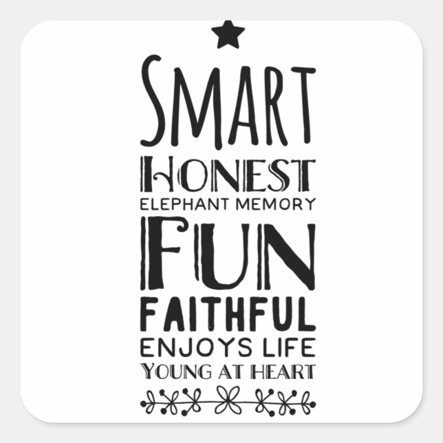 Adesivo Quadrado Sheffey Acronym com uma estrela (Frente)