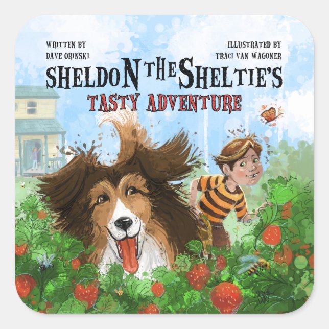 Adesivo Quadrado Sheldon, a Sheltie (Frente)