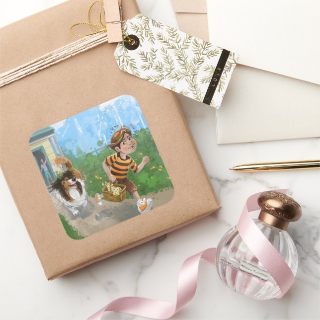 Adesivo Quadrado Sheldon e Davie Adventure (Presentear)