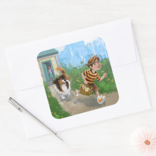 Adesivo Quadrado Sheldon e Davie Adventure