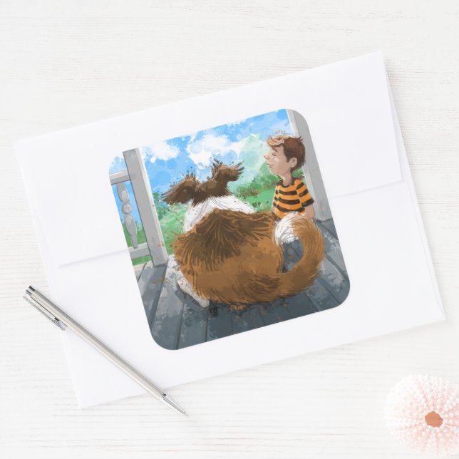 Adesivo Quadrado Sheldon e Davie Relaxing (Envelope)