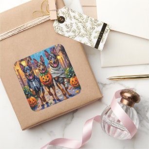 Adesivo Quadrado Shepherd Dogs Belga - Trick-or-Tratating Halloween