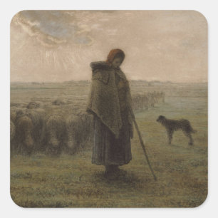 Adesivo Quadrado Shepherdess e seu rebanho 1862-63