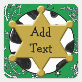 Adesivo Quadrado Sheriff Crachá Green Bandanna Sticker
