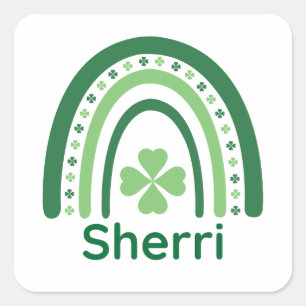 Adesivo Quadrado Sherri Name Clover Boho Rainbow