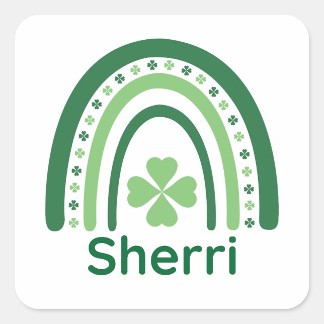 Adesivo Quadrado Sherri Name Clover Boho Rainbow (Frente)