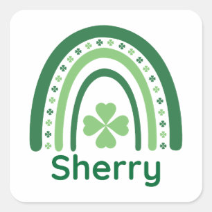 Adesivo Quadrado Sherry Name Clover Boho Rainbow