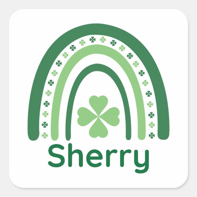 Adesivo Quadrado Sherry Name Clover Boho Rainbow (Frente)
