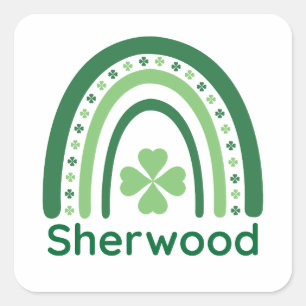 Adesivo Quadrado Sherwood Name Clover Boho Rainbow