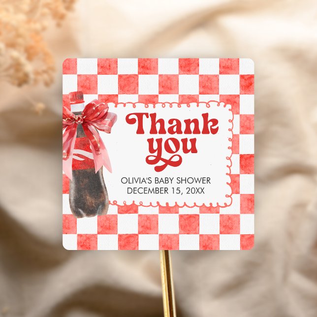 Adesivo Quadrado She's Ready to Pop Baby Shower (She's Ready to Pop Cola Baby Shower Sticker)