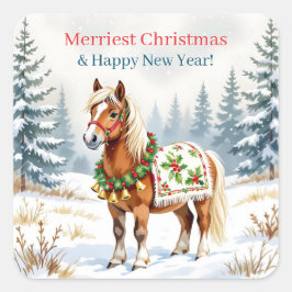 Adesivo Quadrado Shetland Pony Christmas