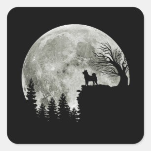 Adesivo Quadrado Shiba Inu No Halloween Da Montanha, Presente Para 