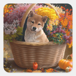 Adesivo Quadrado Shiba Inu Puppy