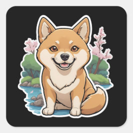 Adesivo Quadrado Shiba Inu Sticker