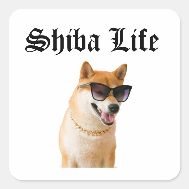 Adesivo Quadrado Shiba Life (Frente)