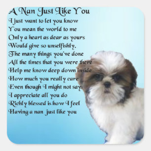 Adesivo Quadrado Shih Tzu Dog - Nan Poem