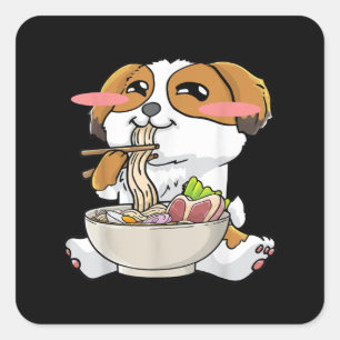 Adesivo Quadrado Shih Tzu Dog Ramen Noodles Kawaii Cute Gift