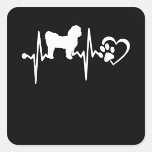Adesivo Quadrado Shih Tzu Heartbeat Paw Puppy Engraçado Cachorro Pe