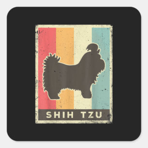 Adesivo Quadrado Shih Tzu   Shih Tzu Dog Vintage Retro