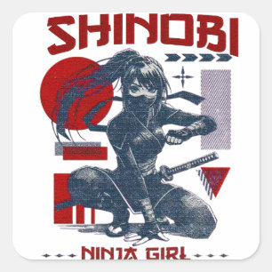 Adesivo Quadrado Shinobi ninja Girl T-Shirt