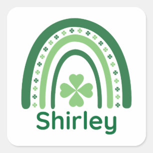 Adesivo Quadrado Shirley Name Clover Boho Rainbow