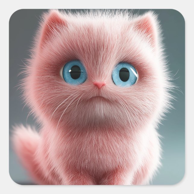 Adesivo Quadrado Shmu - O gatinho rosa (Frente)