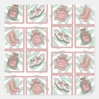 Adesivo Quadrado Shoes and Fun Squares Shoe Lovers Pastel Colors