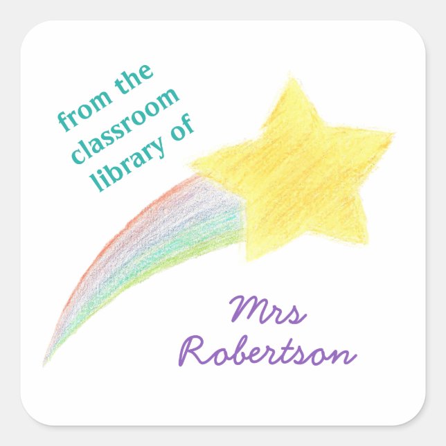 Adesivo Quadrado Shooting star personalized teacher bookplate (Frente)