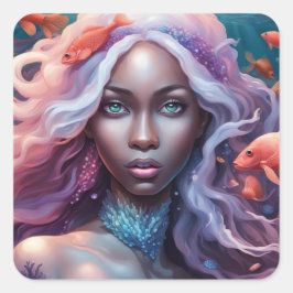 Adesivo Quadrado Sia Mia - Coleção de Arte da Série Mermaid