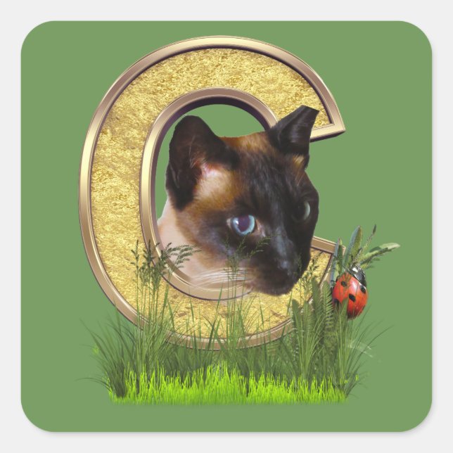 Adesivo Quadrado Siamese-Capital-Monograma - letra C (Frente)