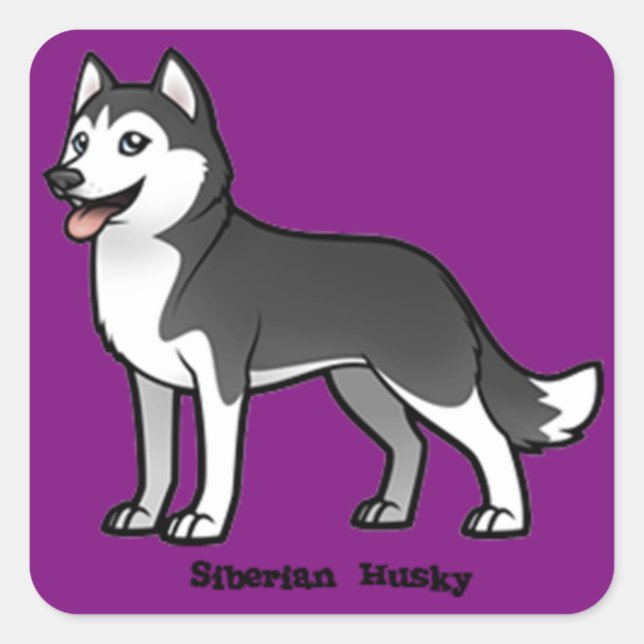 Adesivo Quadrado Siberian Husky (Frente)